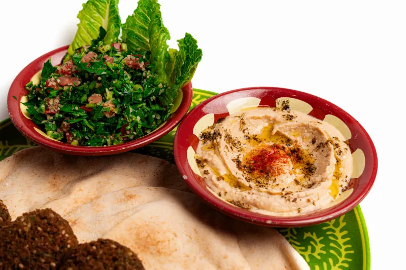 Hummus and tabouli with flatbread
